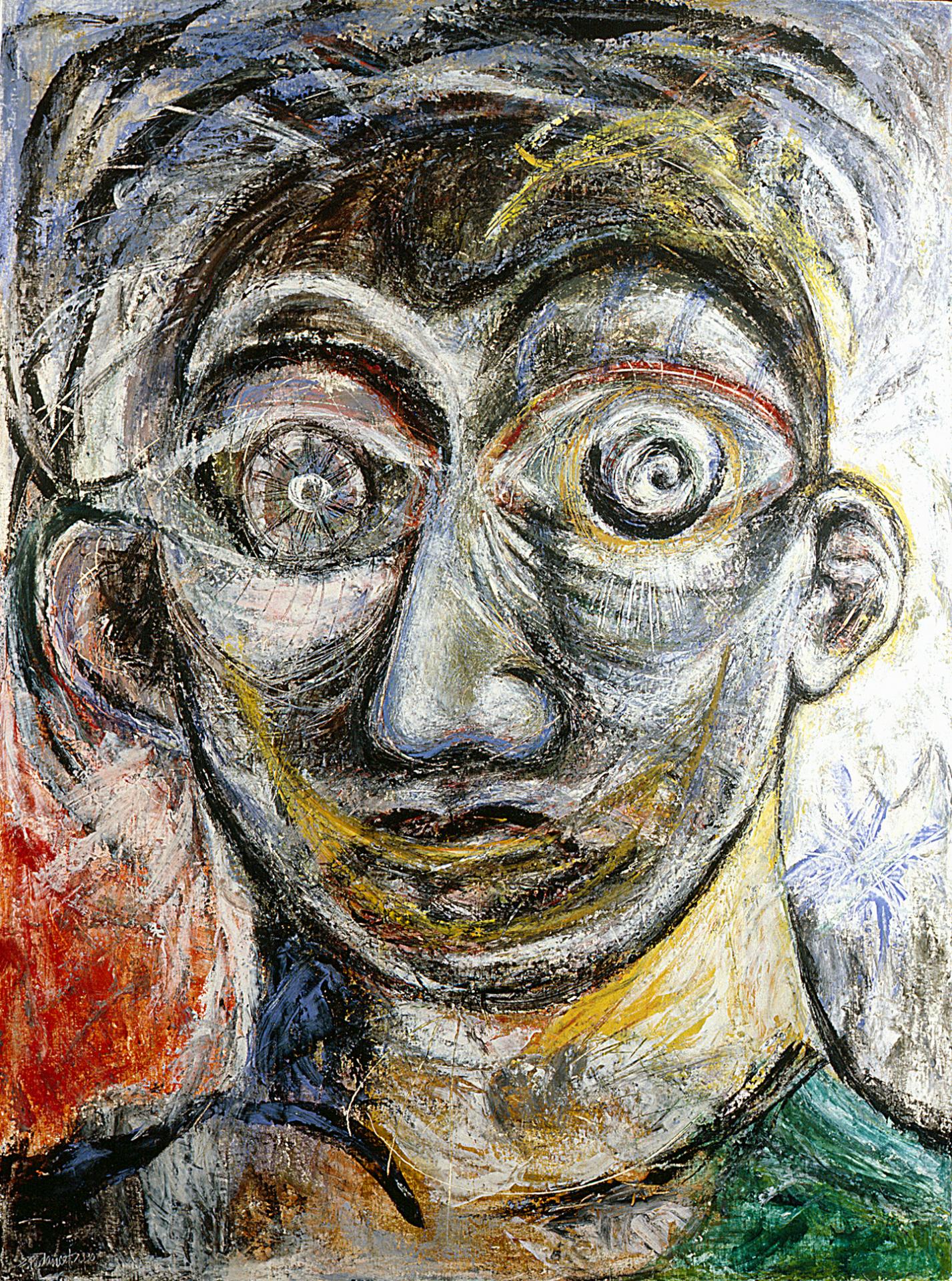 1990 11 tête 2 encaustique